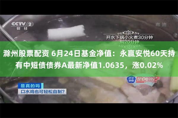 滁州股票配资 6月24日基金净值：永赢安悦60天持有中短债债券A最新净值1.0635，涨0.02%