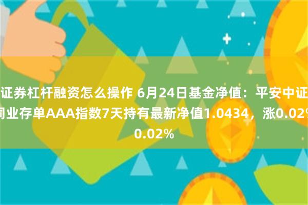 证券杠杆融资怎么操作 6月24日基金净值：平安中证同业存单AAA指数7天持有最新净值1.0434，涨0.02%