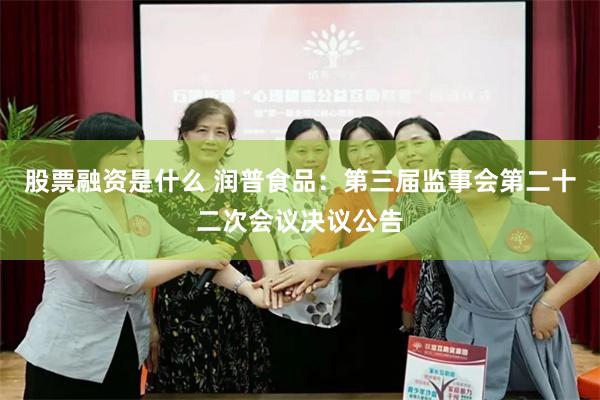 股票融资是什么 润普食品：第三届监事会第二十二次会议决议公告